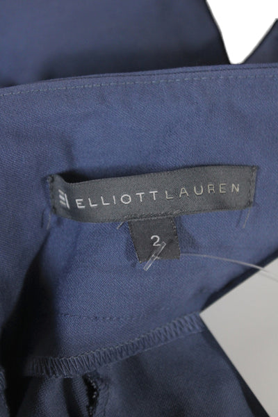 Elliott Lauren Womens Ankle Dress Pants Blue Viscose Blend Size 2