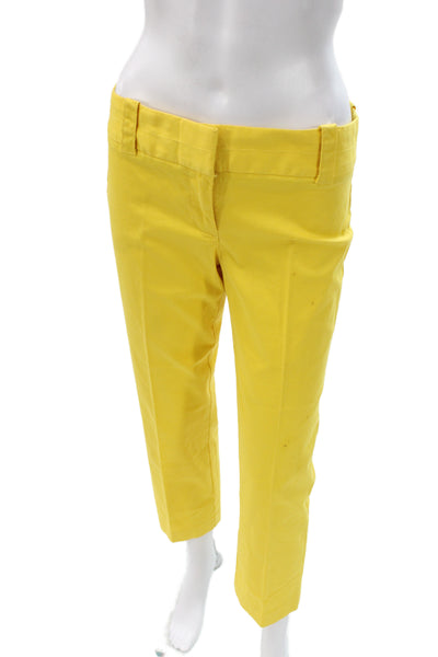 J Crew Womens Cropped Chino Ankle Pants Yellow Cotton Size 2