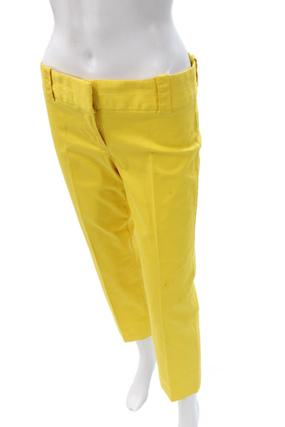 J Crew Womens Cropped Chino Ankle Pants Yellow Cotton Size 2
