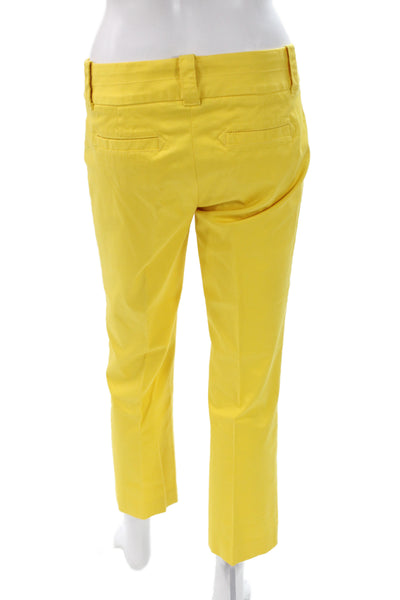 J Crew Womens Cropped Chino Ankle Pants Yellow Cotton Size 2