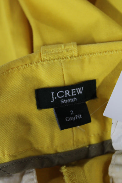 J Crew Womens Cropped Chino Ankle Pants Yellow Cotton Size 2