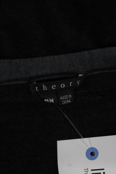 Theory Mens V-Neck Cardigan Dark Gray Cotton Polyester Button Longsleeve Size M