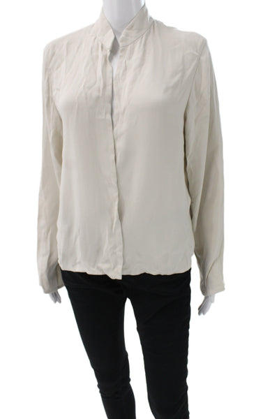 Eileen Fisher Womens Beige Silk Open Front Jacket Sz M