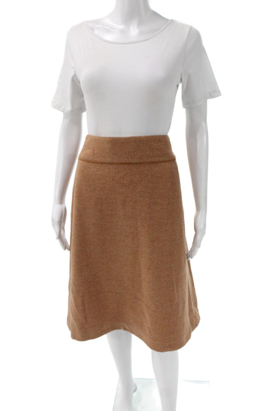TSE Say Women Tan A-Line Check Wool Knee Length Skirt Size 10