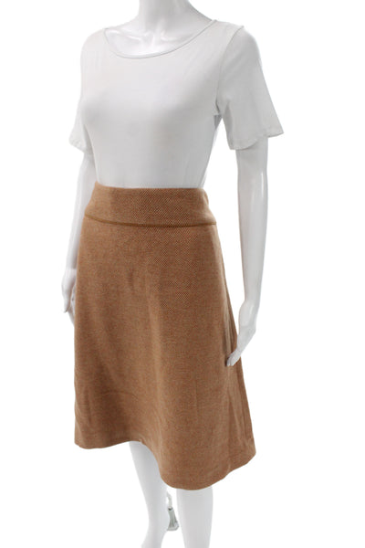 TSE Say Women Tan A-Line Check Wool Knee Length Skirt Size 10