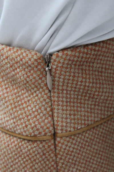 TSE Say Women Tan A-Line Check Wool Knee Length Skirt Size 10