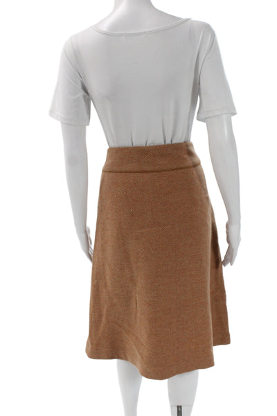 TSE Say Women Tan A-Line Check Wool Knee Length Skirt Size 10