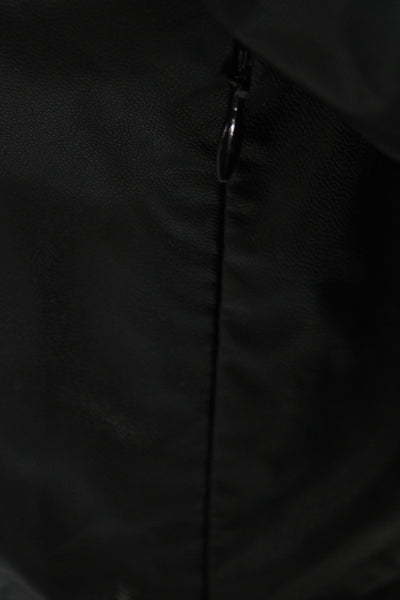 Ba&Sh Womens Sheath Mini Dress Black Leather Button 3/4 Sleeve Size 1