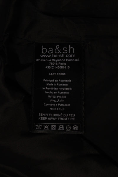 Ba&Sh Womens Sheath Mini Dress Black Leather Button 3/4 Sleeve Size 1