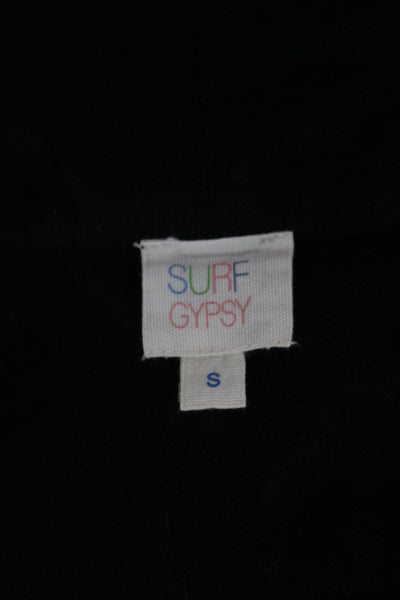 Surf Gypsy Women Black V Neck Long Sleeve Cotton Linen Romper Size S