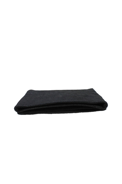 Romy Gold Women's Fold Over Embossed Leather Clutch Handbag Black