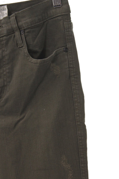 Nobody Denim Women Skinny Ankle Jeans Green Mid Rise Button Fly Size 28