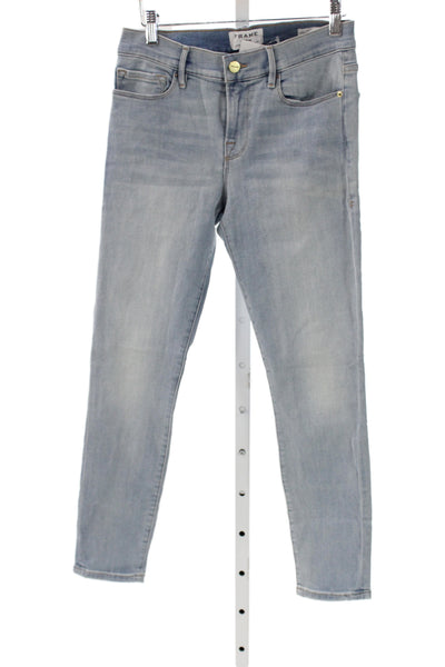 Frame Denim Womens Skinny Ankle Jeans Gray Mid Rise Button Inseam 28 Size 28