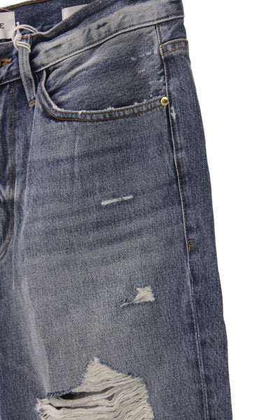 Frame Women Cropped Boyfriend Jeans Blue Cotton Size 28