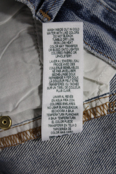Frame Women Cropped Boyfriend Jeans Blue Cotton Size 28