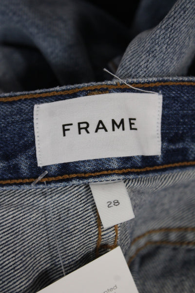 Frame Women Cropped Boyfriend Jeans Blue Cotton Size 28