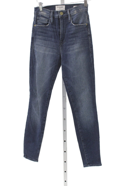 Frame Denim Womens Dark Blue Ankle Skinny Jeans Mid Rise Size 25