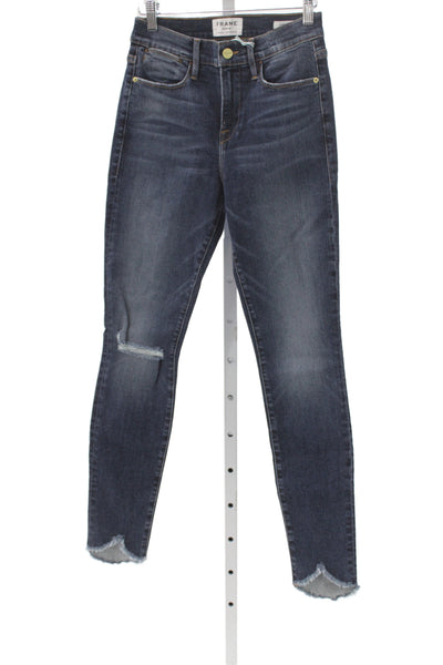 Frame Denim Womens Skinny Cropped Dark Blue Jeans Size 26