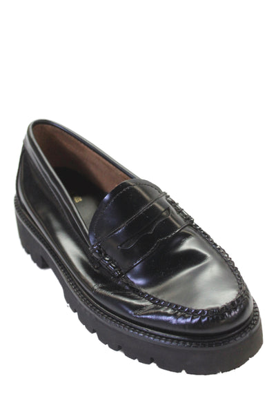 Weejuns Womens Leather Slip On Penny Loafers Black Size 6.5M