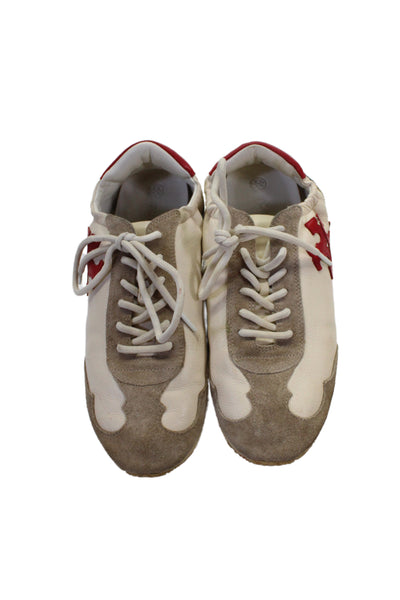 Tory Burch Women's Lace Up Suede Leather Rubber Sole Sneakers Beige Size 9