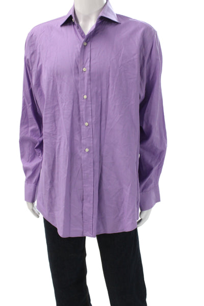 Polo Ralph Lauren Mens Point Collar Purple Dress Shirt Long Sleeve Size M