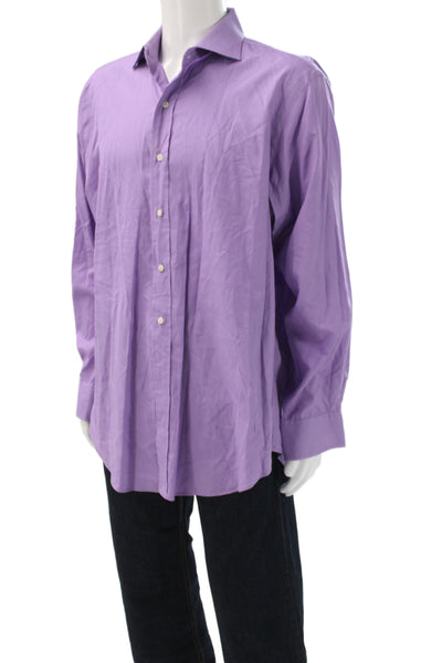 Polo Ralph Lauren Mens Point Collar Purple Dress Shirt Long Sleeve Size M