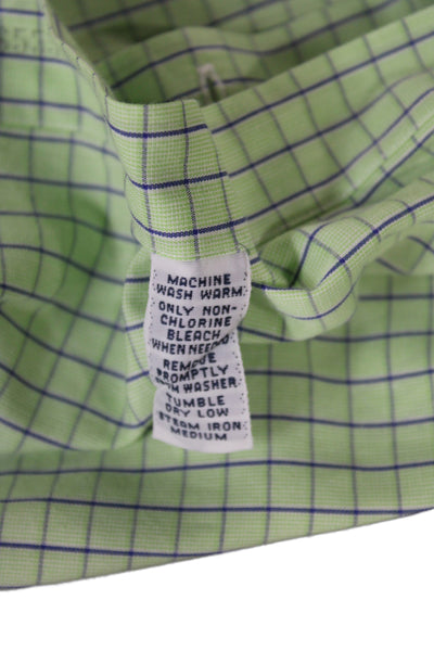 Ralph Lauren Blue Label Men Point Button-Up Green Check Long Sleeve Size M