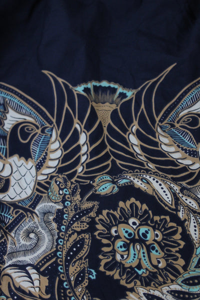 Versace Collection Womens Dark Blue Silk Paisley Button-Up Long Sleeve Size 38