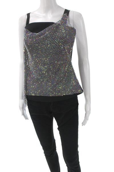 Safiyaa Womens Black Silk Designer Sleeveless Tank Zip Size 2