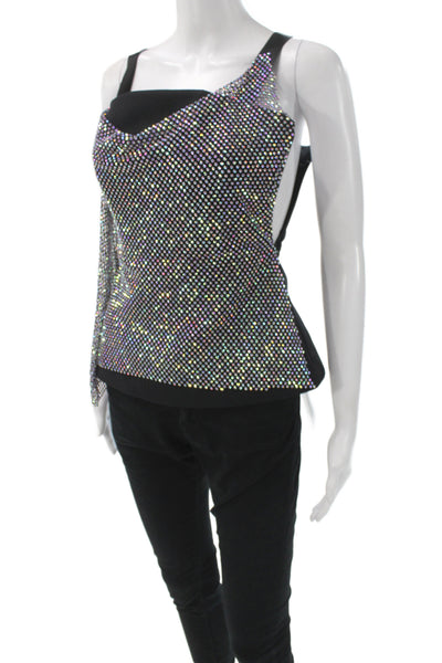 Safiyaa Womens Black Silk Designer Sleeveless Tank Zip Size 2