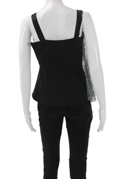 Safiyaa Womens Black Silk Designer Sleeveless Tank Zip Size 2