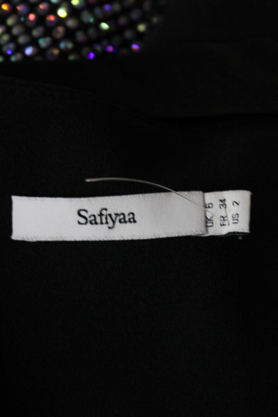 Safiyaa Womens Black Silk Designer Sleeveless Tank Zip Size 2