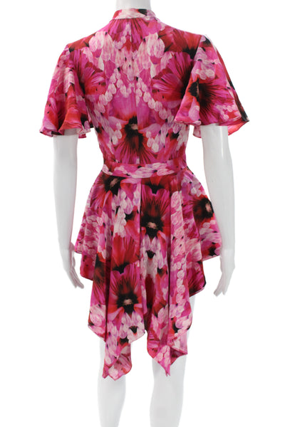 Alexander McQueen Women Pink Floral Collared Button Up Blouse Size 36