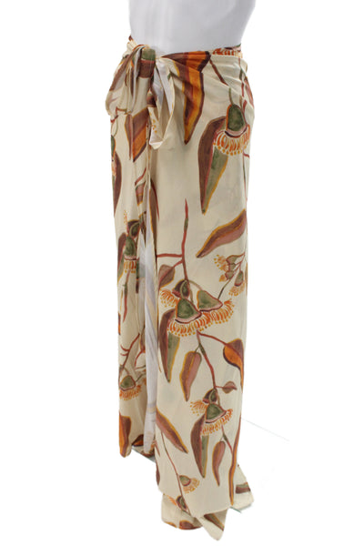 Andrea Iyamah Womens Maxi Wrap Skirt Beige Floral Polyester Size XS
