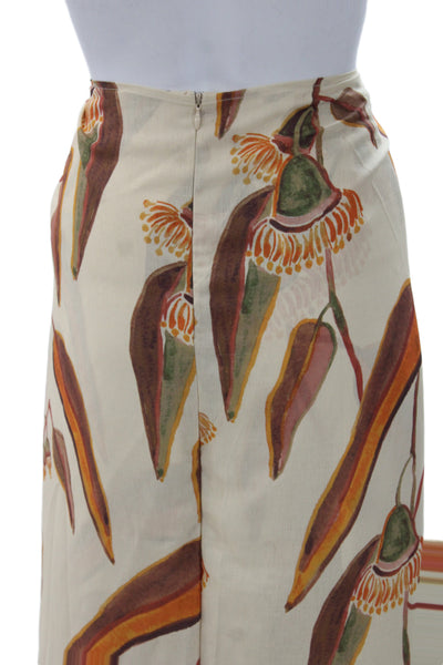 Andrea Iyamah Womens Maxi Wrap Skirt Beige Floral Polyester Size XS