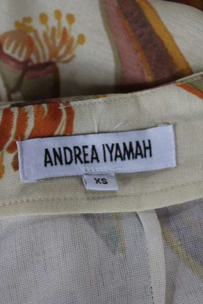 Andrea Iyamah Womens Maxi Wrap Skirt Beige Floral Polyester Size XS