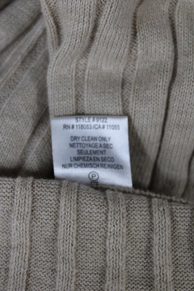 Minnie Rose Womens Cropped Jogger Pants Beige Striped Cotton Drawstring Size XS