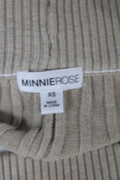 Minnie Rose Womens Cropped Jogger Pants Beige Striped Cotton Drawstring Size XS