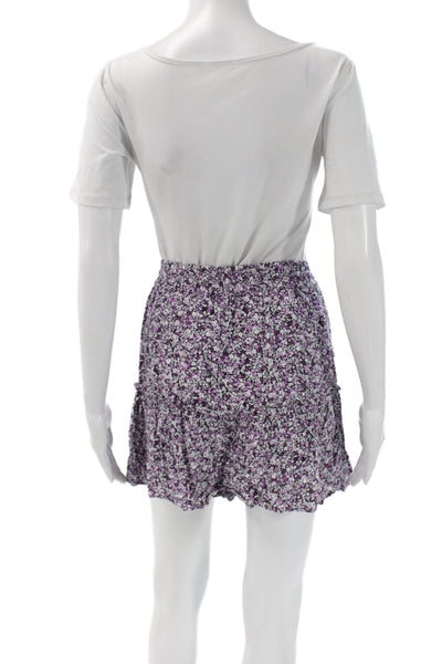 Zara Women Black Floral Peasant Mini Skort Cotton Blend Size L