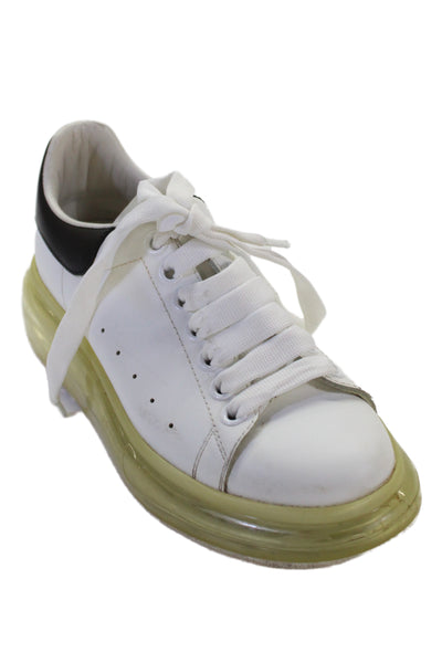 Alexander McQueen Womens Lace Up Logo Back Chunky Sneakers White Leather 36.5