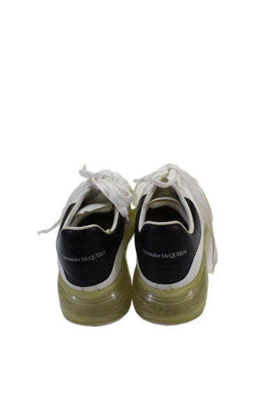 Alexander McQueen Womens Lace Up Logo Back Chunky Sneakers White Leather 36.5