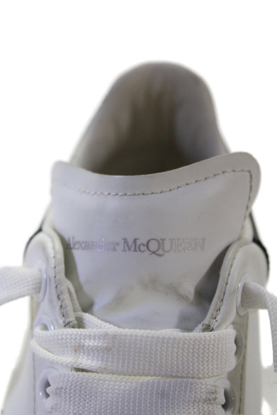 Alexander McQueen Womens Lace Up Logo Back Chunky Sneakers White Leather 36.5
