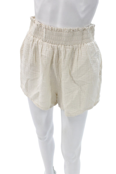 Robertson + Rodeo Unisex Beige Cotton Beach Solid Shorts Size L