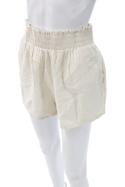 Robertson + Rodeo Unisex Beige Cotton Beach Solid Shorts Size L