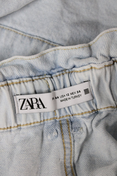 Zara Unisex Light Blue Denim Shorts Button 80s Cotton Size 12