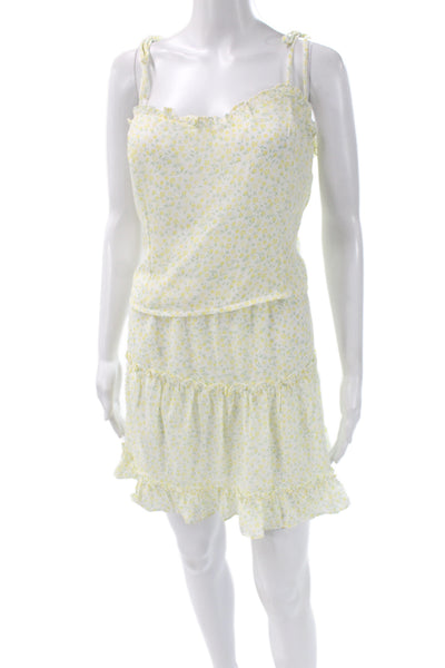 Aqua Womens White Floral Mini Sundress Sleeveless Tie Neck Size L