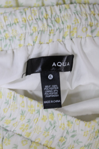 Aqua Womens White Floral Mini Sundress Sleeveless Tie Neck Size L