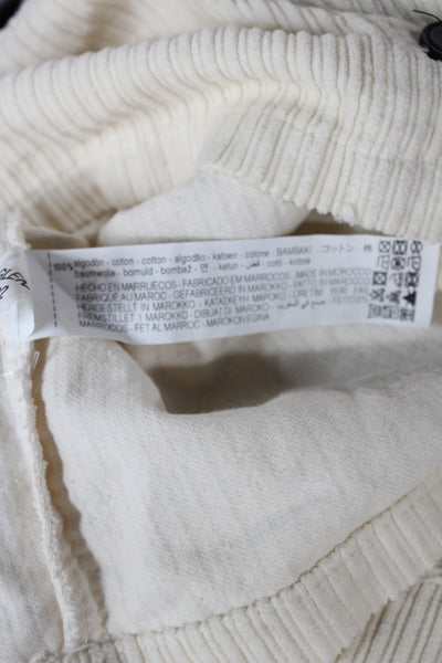 Zara Women Beige Cotton Striped Long Sleeve Jacket Size M