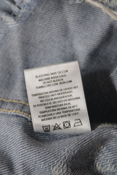 Hidden Womens Light Blue Denim Grunge Collared Button Long Sleeve Jacket Size L