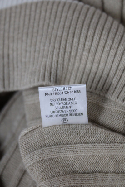 Minnie Rose Womens Pullover Hoodie Beige Striped Cotton Wool Drawstring Size XS